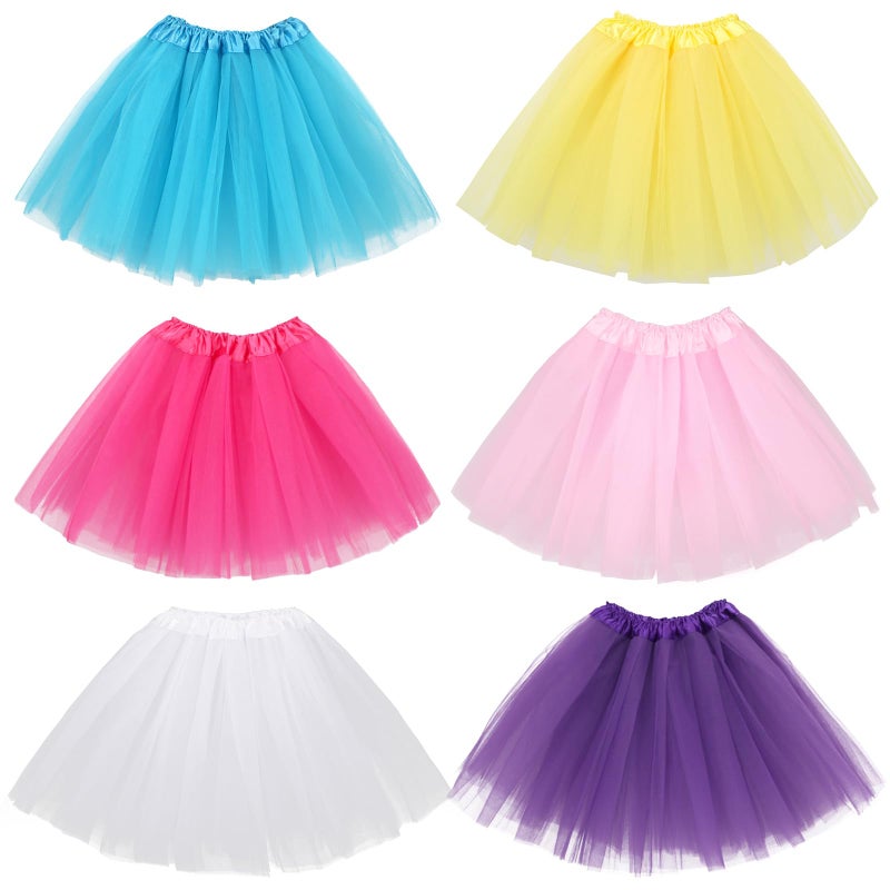 kilofly 6pc Girls Ballet Tutu Kids Birthday Princess Party Favor Dress Skirt Set Multicolored - Image 1